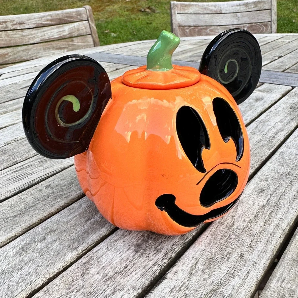 Disney Park Mickey Mouse Halloween Pumpkin Hand Painted Tea Light Candle Holder